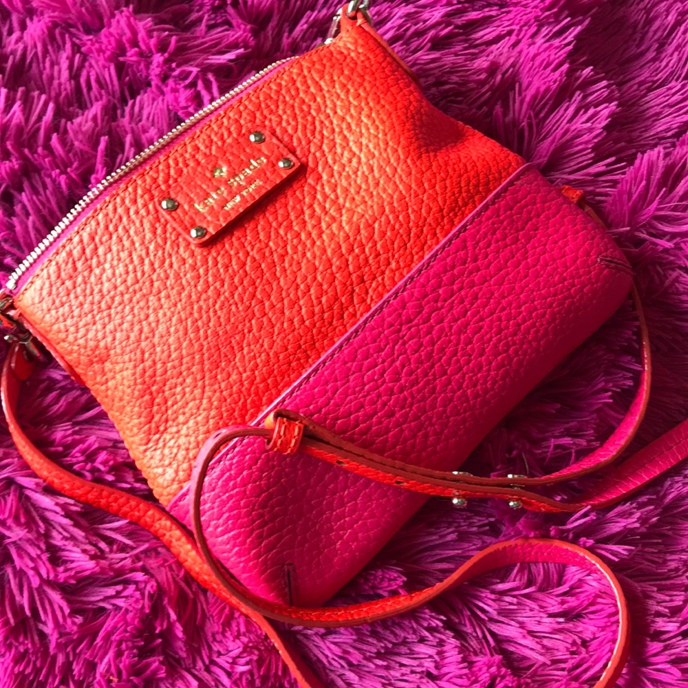 Kate Spade pink and orange cross-body bag